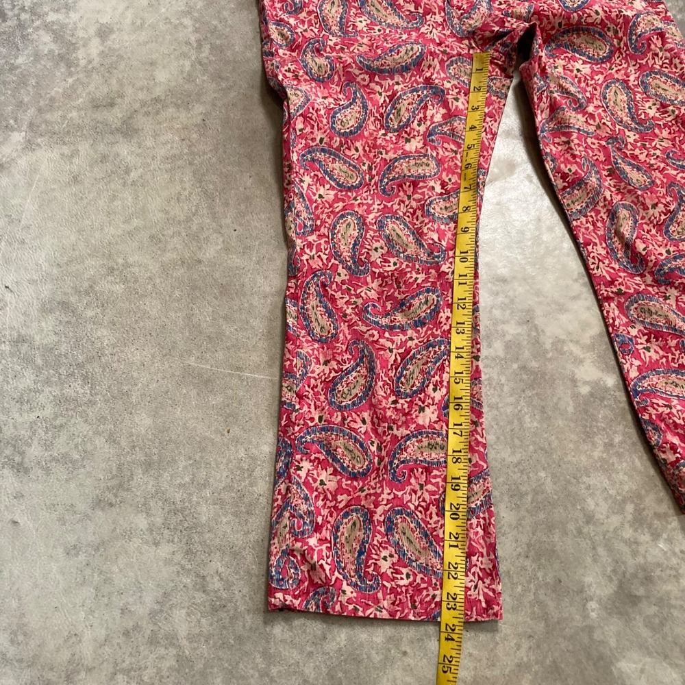 Ralph Lauren Capri Pants Womens 6 Pink Paisley Ankle Crop Boho Slim - Picture 6 of 10